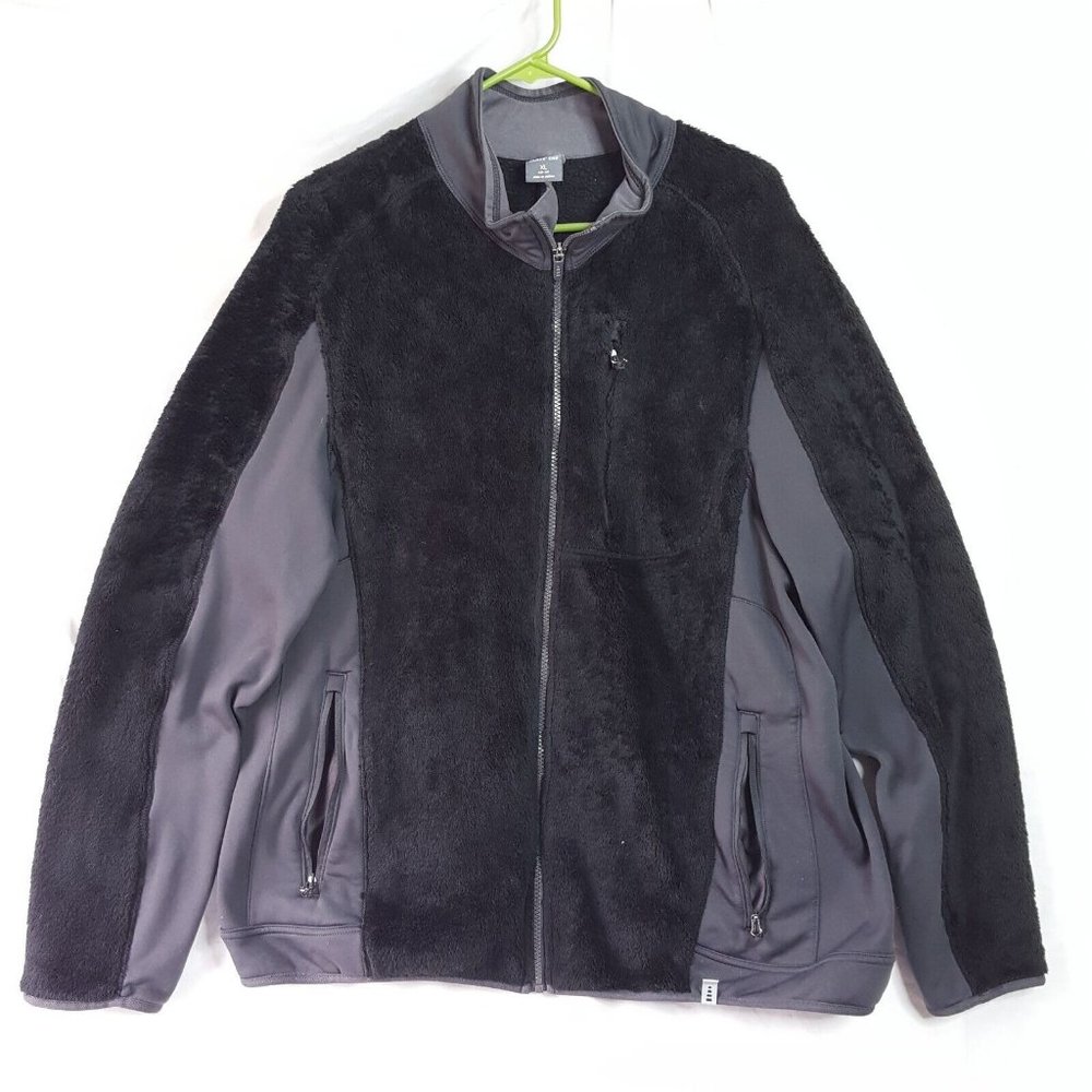 Land's End PolarTec Fleece Zip Up Jacket Men's Size XL Black Grey